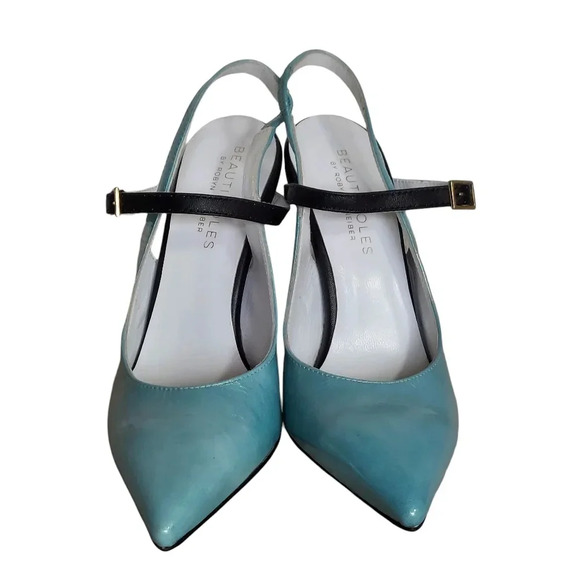Beautiisoles by Robyn Schreiber Blue Black White Patent Leather Mary Jane - Picture 3 of 16